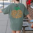 Music Notes Pumpkin Music Teacher Halloween Women's Comfort Colors T-Shirt Back Print Moss