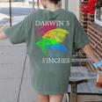 Nerdy Darwin's Finches Evolution Science Biology Teacher Women's Comfort Colors T-Shirt Back Print Moss