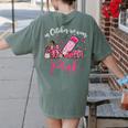In October We Wear Pink Apple Teacher Daisy Breast Cancer Women's Comfort Colors T-Shirt Back Print Moss