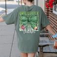One Lucky Teacher Coquette Bow St Patricks Day Teacher Women's Comfort Colors T-Shirt Back Print Moss One Lucky Teacher Coquette Bow St Patricks Day Teacher Women's Comfort Colors T-Shirt Back Print Moss