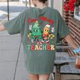 One Merry Teacher Groovy Christmas Tree Pjs Xmas Teacher Women's Comfort Colors T-Shirt Back Print Moss One Merry Teacher Groovy Christmas Tree Pjs Xmas Teacher Women's Comfort Colors T-Shirt Back Print Moss