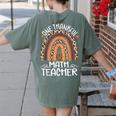 One Thankful Math Teacher Leopard Rainbow Thanksgiving Women's Comfort Colors T-Shirt Back Print Moss One Thankful Math Teacher Leopard Rainbow Thanksgiving Women's Comfort Colors T-Shirt Back Print Moss