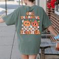 One Thankful Teacher Fall Leaves Thanksgiving Retro Women's Comfort Colors T-Shirt Back Print Moss One Thankful Teacher Fall Leaves Thanksgiving Retro Women's Comfort Colors T-Shirt Back Print Moss