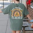 One Thankful Teacher Thanksgiving Rainbow Leopard Fall Women's Comfort Colors T-Shirt Back Print Moss One Thankful Teacher Thanksgiving Rainbow Leopard Fall Women's Comfort Colors T-Shirt Back Print Moss