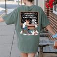 Overworked Underpaid Always Grading Teacher Women's Comfort Colors T-Shirt Back Print Moss