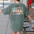Paraprofessional Back To School Paraeducator Para Teacher Women's Comfort Colors T-Shirt Back Print Moss