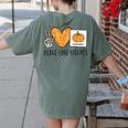 Peace Love Visuals Sped Teacher Pumpkin Skeleton Halloween Women's Comfort Colors T-Shirt Back Print Moss