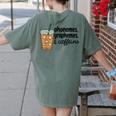 Phonemes Graphemes And Caffeine Coffee Teacher Appreciation Women's Comfort Colors T-Shirt Back Print Moss