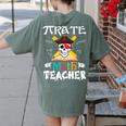 Pirate Math Teacher Skull Pirate Halloween Costume Women's Comfort Colors T-Shirt Back Print Moss
