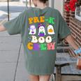 Pre-K Boo Crew Cute Ghost Halloween Costume Teacher Student For Men Women Kids Women's Comfort Colors T-Shirt Back Print Moss