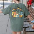 Pre-k Teacher Appreciation Teaching Wildflowers Women's Comfort Colors T-Shirt Back Print Moss