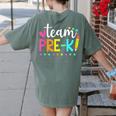 Pre-k Team Pencil Teacher Student Back To School Girls Women's Comfort Colors T-Shirt Back Print Moss
