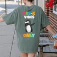 Pre-K Vibes Only Penguin Teachers Kids Back To School Women's Comfort Colors T-Shirt Back Print Moss