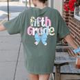 Preppy Fifth Grade Teacher Blue Floral Coquette Pencil Bow Women's Comfort Colors T-Shirt Back Print Moss Preppy Fifth Grade Teacher Blue Floral Coquette Pencil Bow Women's Comfort Colors T-Shirt Back Print Moss