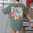 Preppy First Grade Back To School 1st Grade Teacher Girl Kid Women's Comfort Colors T-Shirt Back Print Moss Preppy First Grade Back To School 1st Grade Teacher Girl Kid Women's Comfort Colors T-Shirt Back Print Moss
