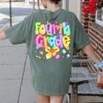 Preppy Fourth Grade Back To School 4th Grade Teacher Girls Women's Comfort Colors T-Shirt Back Print Moss