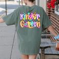 Preppy Kindergarten First Day Of School Teachers Girls Boys Women's Comfort Colors T-Shirt Back Print Moss