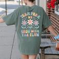 Preschool Teacher Appreciation Team Pre-K Grow With The Flow Women's Comfort Colors T-Shirt Back Print Moss