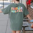 Problem Solver School Work Staff Front Desk Teacher Women's Comfort Colors T-Shirt Back Print Moss