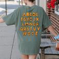 Pumpkin ABC Halloween Alphabet Costume School Teacher Kids Women's Comfort Colors T-Shirt Back Print Moss