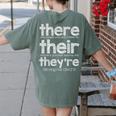 There Their They'Re English Grammar Teacher Humor Women's Comfort Colors T-Shirt Back Print Moss