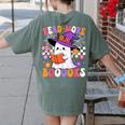 Read More Books Ghost Reading Book Teacher Halloween Women's Comfort Colors T-Shirt Back Print Moss