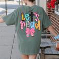 Lets Read Reading Teacher Back To School Literacy Pencil Bow Women's Comfort Colors T-Shirt Back Print Moss Lets Read Reading Teacher Back To School Literacy Pencil Bow Women's Comfort Colors T-Shirt Back Print Moss