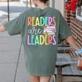 Readers Are Leaders Reading Book Lovers Teacher Women Kids Women's Comfort Colors T-Shirt Back Print Moss