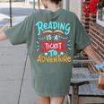 Reading Adventure Library Student Teacher Book Women's Comfort Colors T-Shirt Back Print Moss Reading Adventure Library Student Teacher Book Women's Comfort Colors T-Shirt Back Print Moss