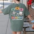 Reading Beats Everything Teacher Rock Paper Scissors Women's Comfort Colors T-Shirt Back Print Moss Reading Beats Everything Teacher Rock Paper Scissors Women's Comfort Colors T-Shirt Back Print Moss