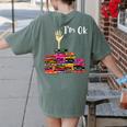 Reading Books Librarian Reader Nerd I'm Ok Teacher School Women's Comfort Colors T-Shirt Back Print Moss