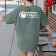 Reading Interventionist Specialist Teacher Phonemes Graphemes And Caffeine Reading Intervention -Adults Classic Fit Short Sleeve Women's Comfort Colors T-Shirt Back Print Moss