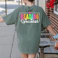 Reading Specialist Back To School Reading Teacher Women's Comfort Colors T-Shirt Back Print Moss Reading Specialist Back To School Reading Teacher Women's Comfort Colors T-Shirt Back Print Moss