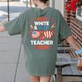 Red & Blue Teacher Crew Shirt 4th Of July Sunglasses Women's Comfort Colors T-Shirt Back Print Moss Red & Blue Teacher Crew Shirt 4th Of July Sunglasses Women's Comfort Colors T-Shirt Back Print Moss