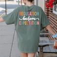 Regulation Before Expectation Cute ABA SPED Teacher Therapy Women's Comfort Colors T-Shirt Back Print Moss