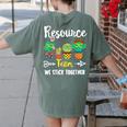 Resource Team Cactus Crew Resource Teacher Squad Women's Comfort Colors T-Shirt Back Print Moss