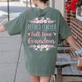 Retired Teacher Full Time Grandma Teaching Retirement Women's Comfort Colors T-Shirt Back Print Moss