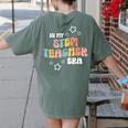 Retro Boho Math Science Professor In My STEM Teacher Era Women's Comfort Colors T-Shirt Back Print Moss