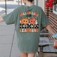 Retro Fall In Love With Learning Autumn Pumpkin Teacher Women's Comfort Colors T-Shirt Back Print Moss Retro Fall In Love With Learning Autumn Pumpkin Teacher Women's Comfort Colors T-Shirt Back Print Moss