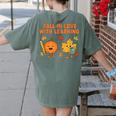 Retro Fall In Love With Learning Autumn Pumpkin Teacher Women's Comfort Colors T-Shirt Back Print Moss Retro Fall In Love With Learning Autumn Pumpkin Teacher Women's Comfort Colors T-Shirt Back Print Moss