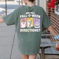 Retro Are You Fall O Ween Directions Teacher Halloween Ghost Women's Comfort Colors T-Shirt Back Print Moss