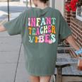 Retro Infant Teacher Vibes Women Daycare Teacher Women's Comfort Colors T-Shirt Back Print Moss