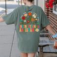 Retro Instructional Assistant Wildflowers Teacher Aide Women's Comfort Colors T-Shirt Back Print Moss
