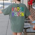 Retro Kindergarten Dream Team Back To School Teacher Kids Women's Comfort Colors T-Shirt Back Print Moss