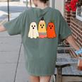 Retro Pencil Ghost Boo Spooky Teacher Halloween Costume Women's Comfort Colors T-Shirt Back Print Moss