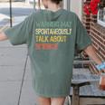 Retro Scientist Warning May Talk About Science Teacher Women's Comfort Colors T-Shirt Back Print Moss