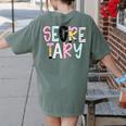 Retro Secretary Back To School Teacher Appreciation Women's Comfort Colors T-Shirt Back Print Moss Retro Secretary Back To School Teacher Appreciation Women's Comfort Colors T-Shirt Back Print Moss
