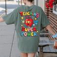 Retro Teaching Is My Superpower Apple Teacher Appreciation Women's Comfort Colors T-Shirt Back Print Moss Retro Teaching Is My Superpower Apple Teacher Appreciation Women's Comfort Colors T-Shirt Back Print Moss