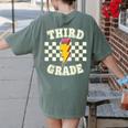 Retro Third Grade Teacher Lightning Bolt Pencil Teacher Kids Women's Comfort Colors T-Shirt Back Print Moss