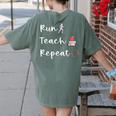 Run Teach Repeat Teacher Running Saying Slogan Runner Women's Comfort Colors T-Shirt Back Print Moss Run Teach Repeat Teacher Running Saying Slogan Runner Women's Comfort Colors T-Shirt Back Print Moss